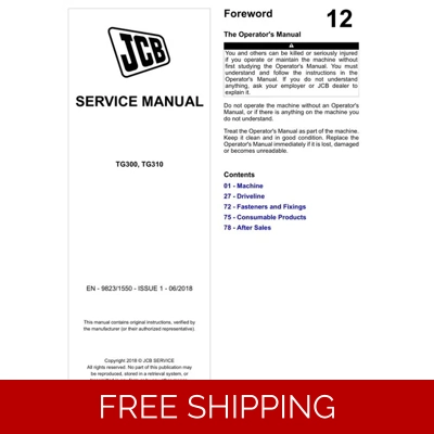 JCB DRIVETRAIN TG300,TG310 TRANSFER GEARBOX SERVICE REPAIR MANUAL